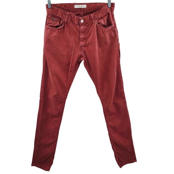 Zara Man Denim Wear Rust Color Brown Jeans 5-Pocket Zip Button Fly Men's Size 31 - Picture 1 of 8